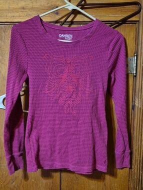 Danskin Now Ribbed Long Sleeve Top - Magenta